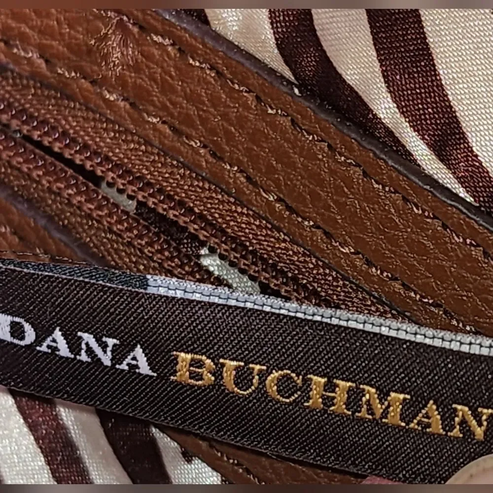 Dana Buchman Black Floral 100% Man Made Faux Leather Satchel Bag 11